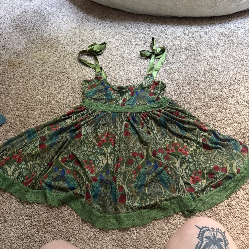 WIDOW medievalcore peacock mini babydoll dress